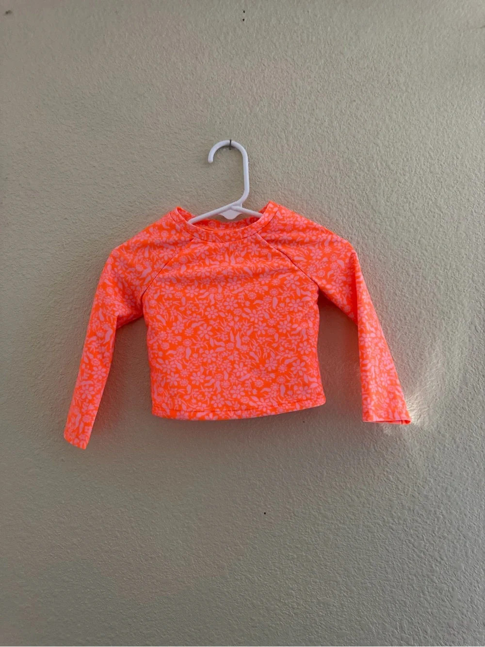 Cat & Jack Neon Orange Floral Print Crop Top